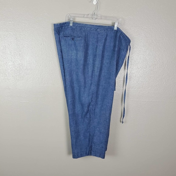 Valerie Stevens Woman 100% Linen Cropped Pants Zip w/Drawstring Closure 22W - Picture 1 of 9